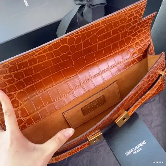 Rep ladies REP IN YSL MANHATTAN CROCODILE-EMBOSSED CLUTCH LEATHER 0515